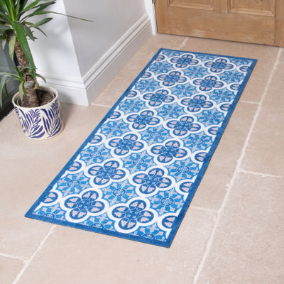 Artsy Doormats Blue Mosaic Tile Indoor Washable Doormat from B&Q