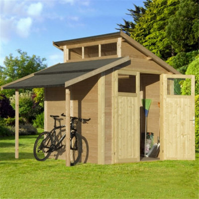 Cheshire 7 X 10 Skylight Shed With Lean To - Double Doors -19mm Tongue And Groove Walls, Floor + Roof