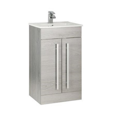 Clifton Bathroom 2-Door Floor Standing Vanity Unit With Ceramic Basin 500mm WideSilver Oak Brassware Not Included from B&Q