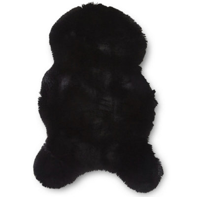 Sheepskin Black Plain Shaggy Rug50mm Thickness Modern RugLuxurious Rug For Living Room& Dining Room-60Cm X 180Cm (Double) from B&Q