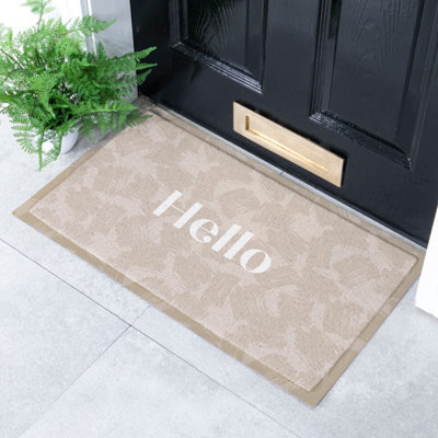 Artsy Doormats Mocha Brush Hello Indoor Outdoor Doormat (70 X 40Cm) from B&Q