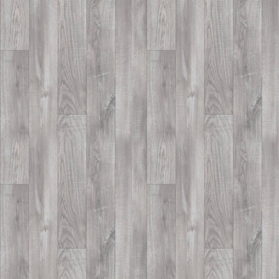  - Grey Wood Effect Vinyl Flooring For LivingroomKitchen2.8mm Thick Cushion Backed Vinyl Sheet -4M(13'1") X 2M(6'6")-8M²