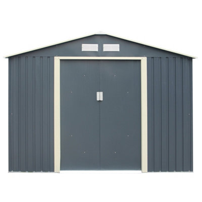 Cheshire 8 X 6 Double Door Metal Apex Shed (Dark Grey)