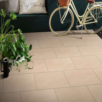 Stonewise Hammerstone Beige Outdoor Porcelain Paving Sample 100X150X20mm Sample For Paving Area And Landscaping from B&Q