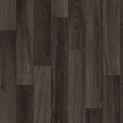  - Dark Brown Wood Effect Anti-Slip Vinyl Flooring For LivingroomKitchen2.8mm Cushion Backed Vinyl-2M(6'6") X 4M(13'1")-8M²