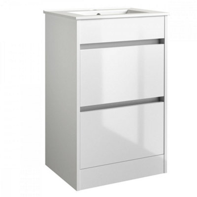 Clifton Bathroom 2-Drawer Floor Standing Vanity Unit With Basin 500mm WideWhite(Urban)Brassware Not Included from B&Q