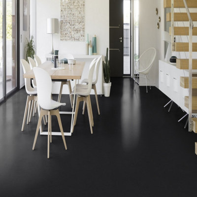 B&Q Speckled Effect Vinyl Flooring, Anti-Slip Contract Commercial Vinyl Flooring With 2.0Mm Thickness-3M(9'9") X 2M(6'6")-6M² Black
