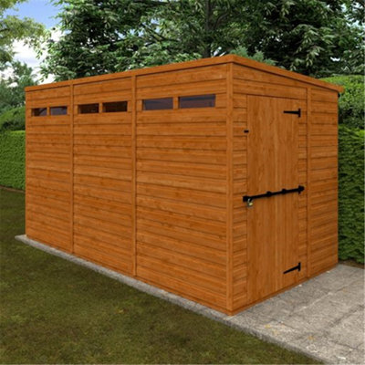 Horsforth 12 X 6 (3.53M X 1.75M) Wooden Tongue And Groove Security Garden Pent Shed (12mm T&g Floor And Roof) (12Ft X 6Ft) (12X6)