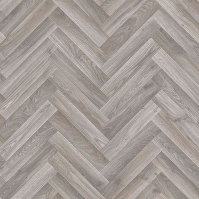 B&Q Herringbone Wood Effect Vinyl Flooring For Livingroom, Kitchen, 2Mm Textile Backing Vinyl Sheet -7M(23') X 3M(9'9")-21M² Beige