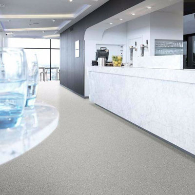 B&Q Speckled Effect Vinyl Flooring For Livingroom, Kitchen, 2.8Mm Thick Cushion Backed Vinyl-7M(23') X 4M(13'1")-28M² Grey