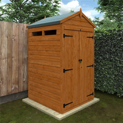 Horsforth 4 X 4 (1.23M X 1.15M) Wooden T&g Double Doors Security Garden Apex Shed (12mm T&g Floor And Roof) (4Ft X 4Ft) (4X4)