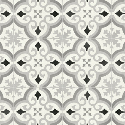  - Grey White Designer Effect Vinyl Flooring For LivingroomKitchen2mm Thick Felt Backing Vinyl Sheet-6M(19'8") X 2M(6'6")-12M²