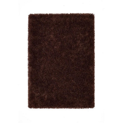 Chocolate Handmade Rug50mm Thickness Plain Shaggy RugModern Luxurious Rug For Bedroom& Dining Room-133Cm (Circle) from B&Q