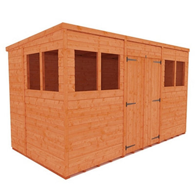 Horsforth 12 X 6 (3.53M X 1.75M) Wooden Tongue And Groove Pent Shed + Double Doors (12mm T&g Floor And Roof) (12Ft X 6Ft) (12X6)