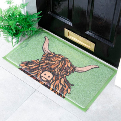Artsy Doormats Highland Cow Indoor Outdoor Doormat from B&Q