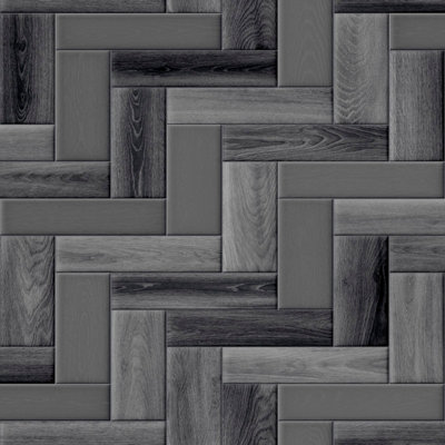  - Diana Tile 999D Black Wood Effect Anti-Slip Vinyl Flooring For KitchenBathroom2.6mm Thick-2M(6'6") X 2M(6'6")-4M²