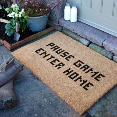 Artsy Doormats Pause Game Enter Home Doormat (90 X 60Cm) from B&Q