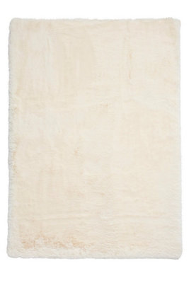 Ivory Shaggy RugAnti-Shed Plain Rug With 80mm ThicknessModern Luxurious Rug For Bedroom& Livingroom-80Cm X 150Cm from B&Q