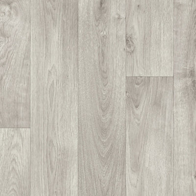  - Light Grey Wood Effect Anti-Slip Flooring For LivingroomKitchen2.8mm Thick Cushion Backed-5M(16'4") X 4M(13'1")-20M²