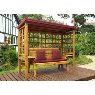 B&Q -  Traditional Zubond Three Seater Abour With 1 X Winchester Cushion Burgundy & 2 X Scatter Cushion Burgundy