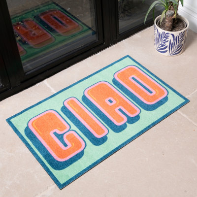 Artsy Doormats Green Ciao Indoor Washable Doormat B&Q