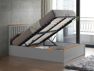 Bedmaster Grey Malmo Wooden Ottoman Bed And Majestic 1000 Pocket Sprung Mattress Double Small