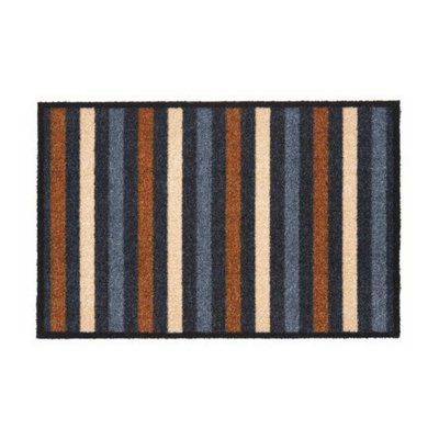 Grey Stripe Machine Washable Anti-Slip Recycled Floor Mat For EntranceKitchen & Hallway-75Cm X 50Cm from B&Q