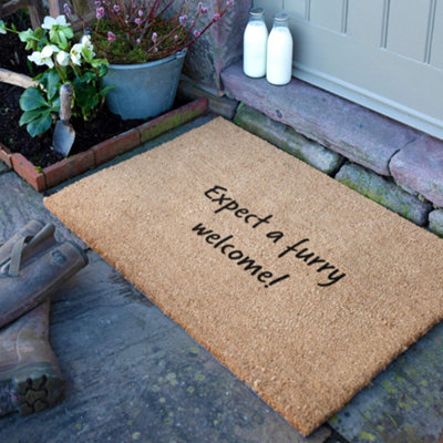 Artsy Doormats Expect A Furry Welcome Coir Doormat (90 X 60Cm) from B&Q