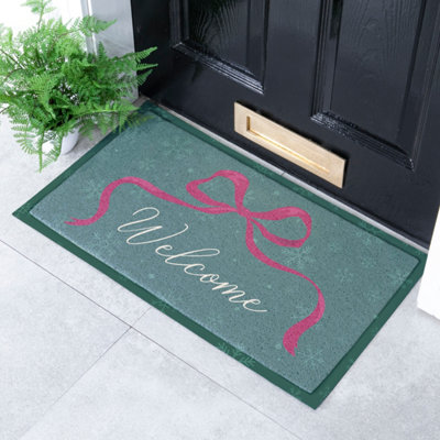Artsy Doormats Winter Bow Welcome Indoor Outdoor Doormat from B&Q