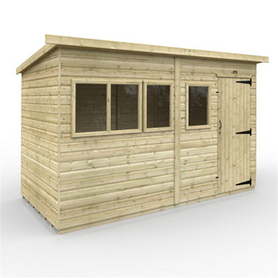 12Ft X 6Ft (3550mm X 1750mm) Horsforth Elite Pressure Treated Shiplap Pent Shed With 4 Windows