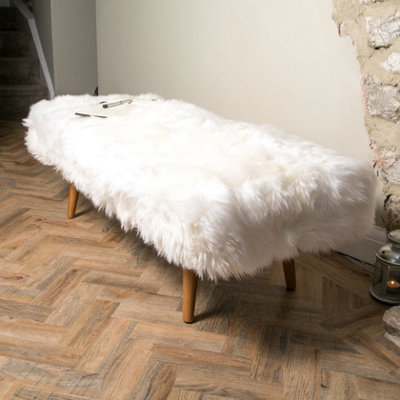 Native Natural Shearling Sheepskin End Of Bed Bench from B&Q