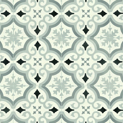 Grey White Designer Effect Vinyl Flooring For LivingroomKitchen2mm Thick Felt Backing Vinyl Sheet-3M(9'9") X 4M(13'1")-12M² from B&Q