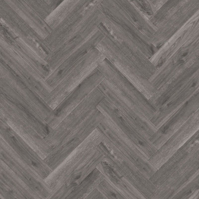Hickory Grey Wood Effect Glue Down Luxury Vinyl Tile-Herringbone(2.5mm Lvt)For Domestic & Commercial Use 1.38M²Per Pack from B&Q