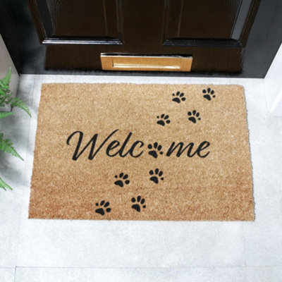 Artsy Doormats Welcome Paws Coir Doormat (60 X 40Cm) from B&Q