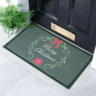 Artsy Doormats Merry Christmas Wreath Indoor Outdoor Doormat from B&Q