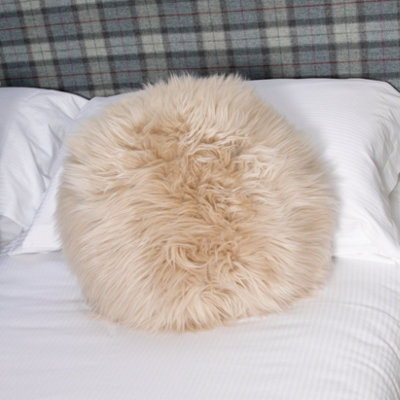 Native Natural Round Sheepskin Cushion from B&Q
