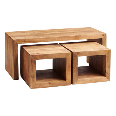 Worcester Poko Light Mango Cubed John Long Coffee Table Set from B&Q
