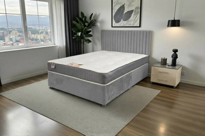 B&Q -  Emily Silver Plush 4Ft6 Bed Set With Orthopaedic MattressNo Drawers & 24"headboardDouble
