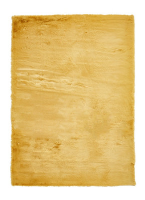 B&Q Plain Shaggy Rug, Modern Luxurious Rug, Handmade Anti-Shed Rug For Living Room, & Dining Room-60Cm X 120Cm Yellow
