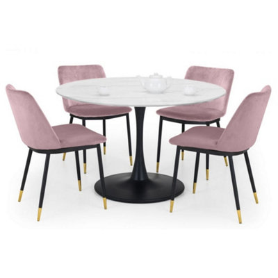 Ashfield Holland Round Pedestal Table & 4 Delaunay Pink Chairs from B&Q