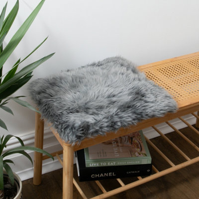 Native Natural Sheepskin Chair Pad Square Grey from B&Q
