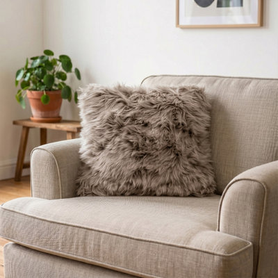 Native Natural Luxurious New Zealand Sheepskin Cushion from B&Q