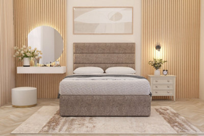 Somnior Beds Somnior Chambery Coffee Tweed Hybrid Pocket Sprung Orthopaedic Divan Bed Set With Upholstered Headboard