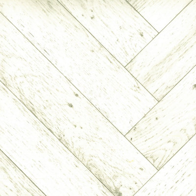  - White Herringbone Wood Effect Vinyl Flooring For LivingroomKitchen2mm Cushion Backed Vinyl Sheet-6M(19'8") X 4M(13'1")-24M²