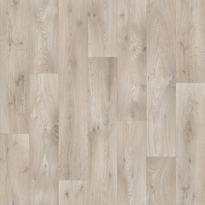 B&Q Wood Effect Anti-Slip Vinyl Flooring For Livingroom, Kitchen, 2.3Mm Vinyl Sheet-8M(26'3") X 4M(13'1")-32M² Light/Beige
