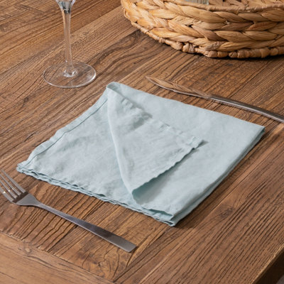 Native Natural Aqua Set Of 4 100% Linen Napkins from B&Q