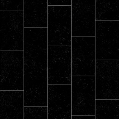  - Dark Grey Tile Effect Vinyl Flooring For LivingroomHallways2mm Cushion Backed Lino Vinyl Sheet-4M(13'1") X 4M(13'1")-16M²