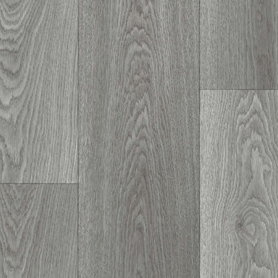 B&Q Grey Wood Effect Vinyl Flooring For Livingroom, Kitchen, 2.7Mm Thick Cushion Backed Vinyl Sheet-4M(13'1") X 4M(13'1")-16M²