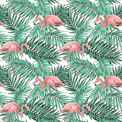 B&Q -  Eco-Friendly White Tropical Flamingo Wallpaper