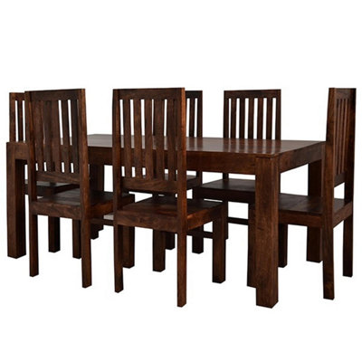 Ashfield Poko Dark Mango 6Ft Dining Set With Wooden Chairs from B&Q